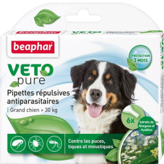 Pipettes repulsives antiparasitaires Vetopure pour chien Béaphar
