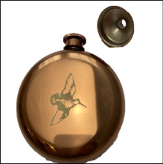 Flasque cuivre motif bécasse avec entonnoir